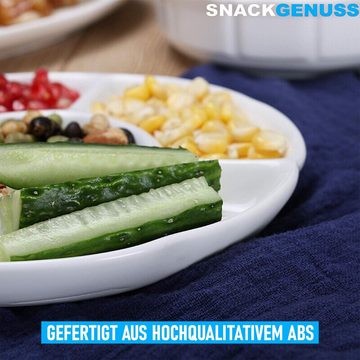 MAVURA Snackschale SNACKGENUSS Snackteller Serviertablett Snacktablett Dipschalen, für Snacks & Dips weiß im 2er Set