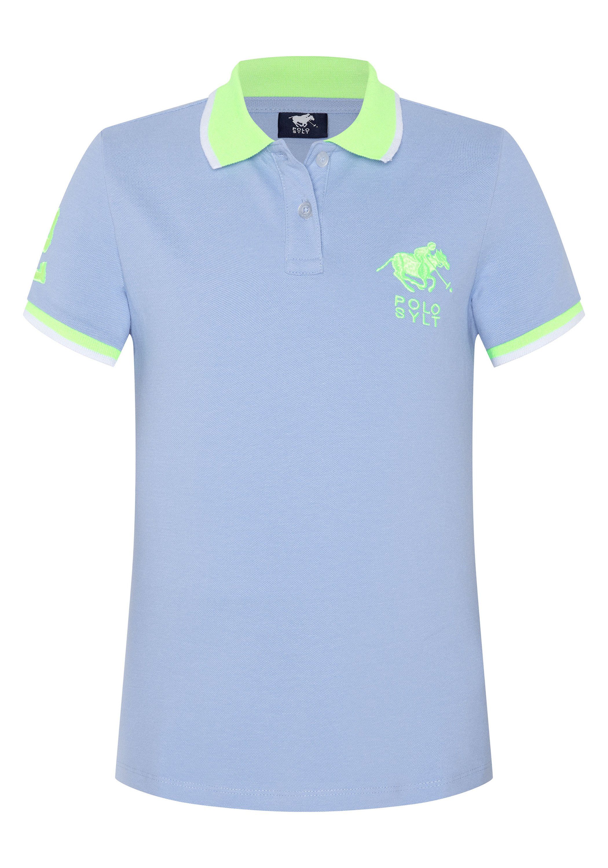 Polo Sylt Poloshirt mit farblich abgesetztem Kragen 16-3922 Brunnera Blue
