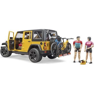 Bruder® Spielzeug-Auto 02543 - Jeep Wrangler Rubicon Unlimited, Gelb, mit Mountainbike und Radfahrer
