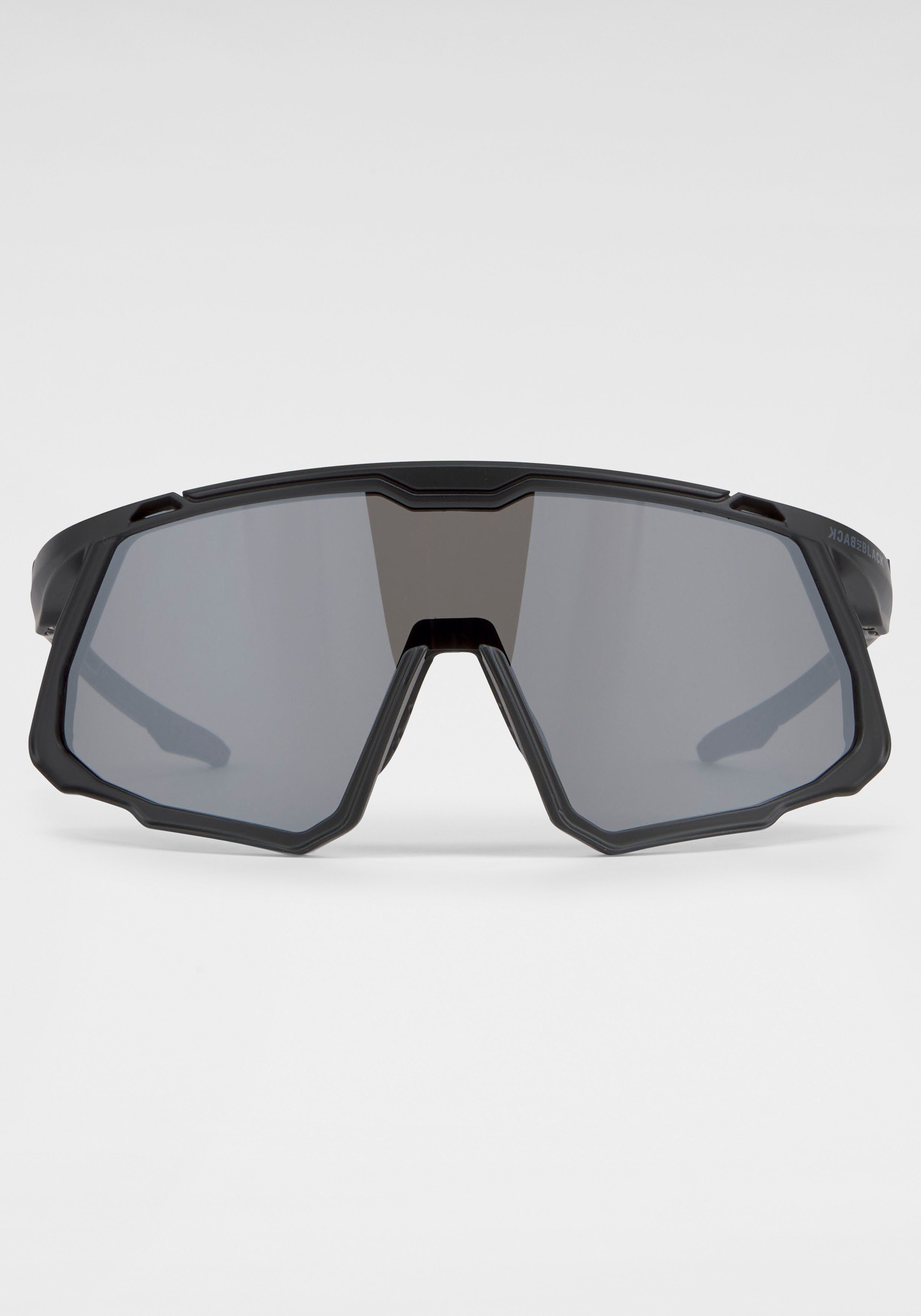 BACK IN BLACK gebogene schwarz Sonnenbrille Eyewear Form