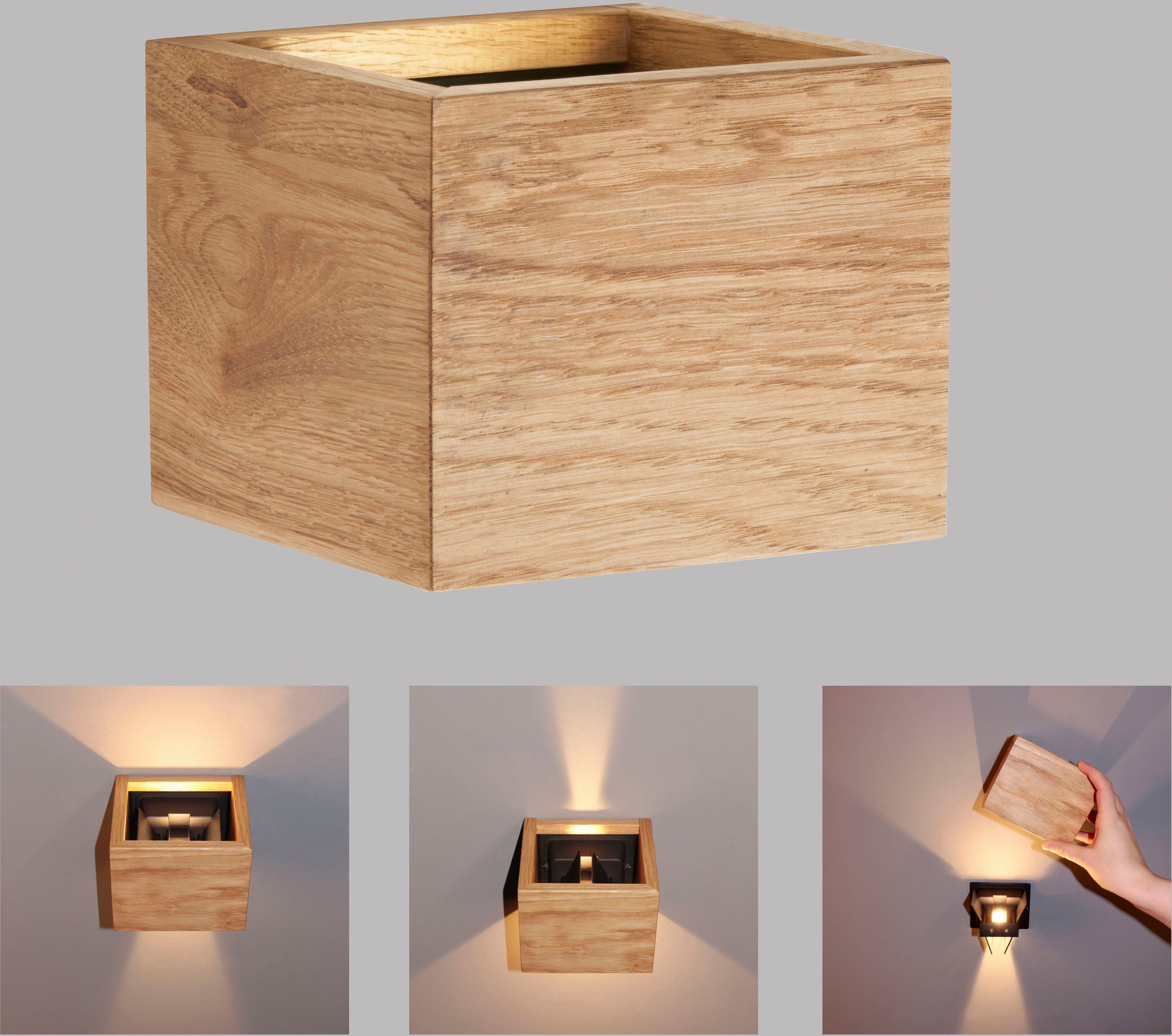 FISCHER & HONSEL Wandleuchte Shine-Wood, LED fest integriert, langlebige LED,  DOPPELT LICHT - erlebe strahlende Momente in verschiedene Richtungen | Wandleuchten