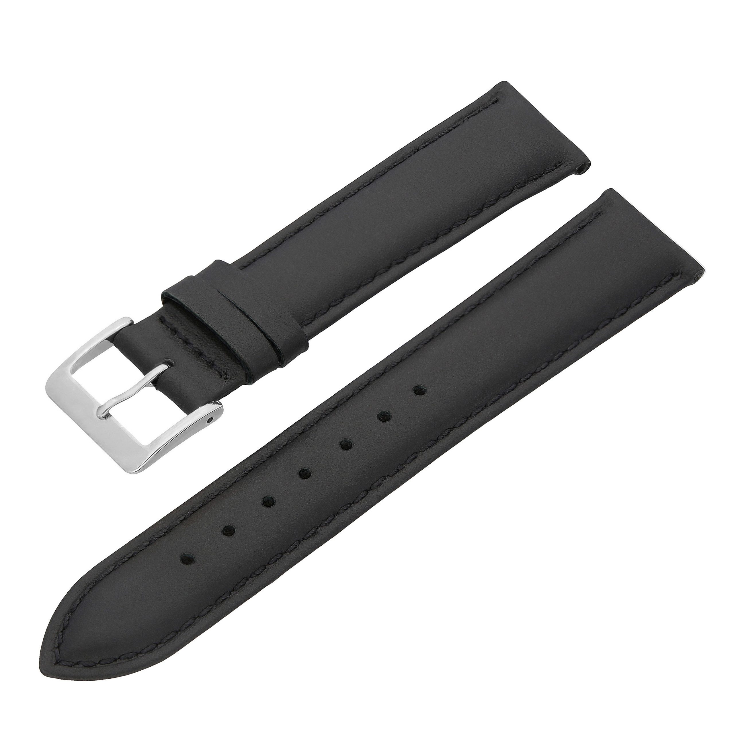 MARCHEL Uhrenarmband LLB-10 Schwarz, Hochwertiges Kalbsleder mit glatter Ob günstig online kaufen