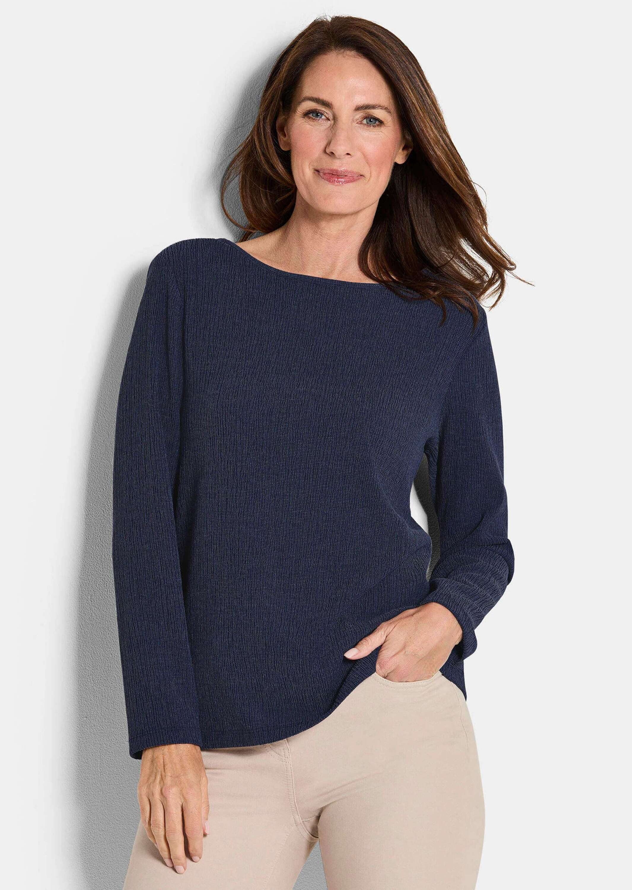 Langarmshirt Kurzgröße: Langarm Melange Jersey-Oberteil
