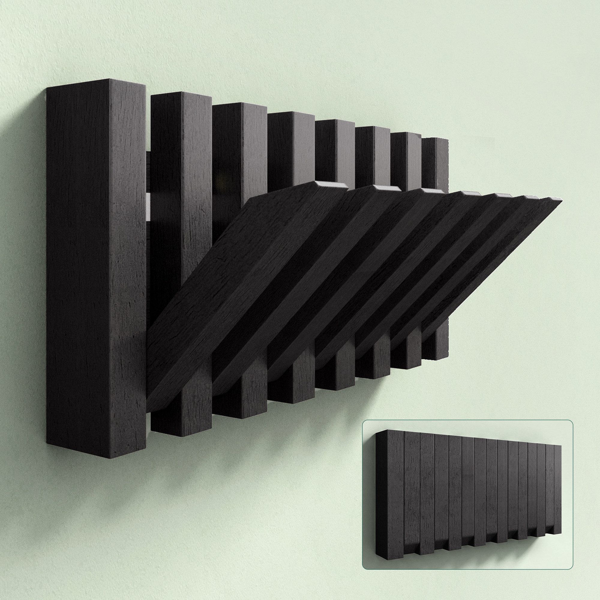 Mai & Mai Wandgarderobe Garderobenleiste Kleiderhaken Wandhaken aus Holz magnetisch Twigro-01, aus Holz