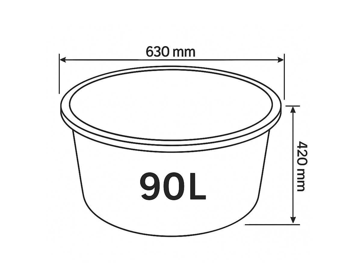 Kistenberg Mörtelkübel Rund KCOR90 5er Sets, (Spar-Set, 5-tlg), 90 liter, mit Skala, Griffmulden – Bild 4 von 5