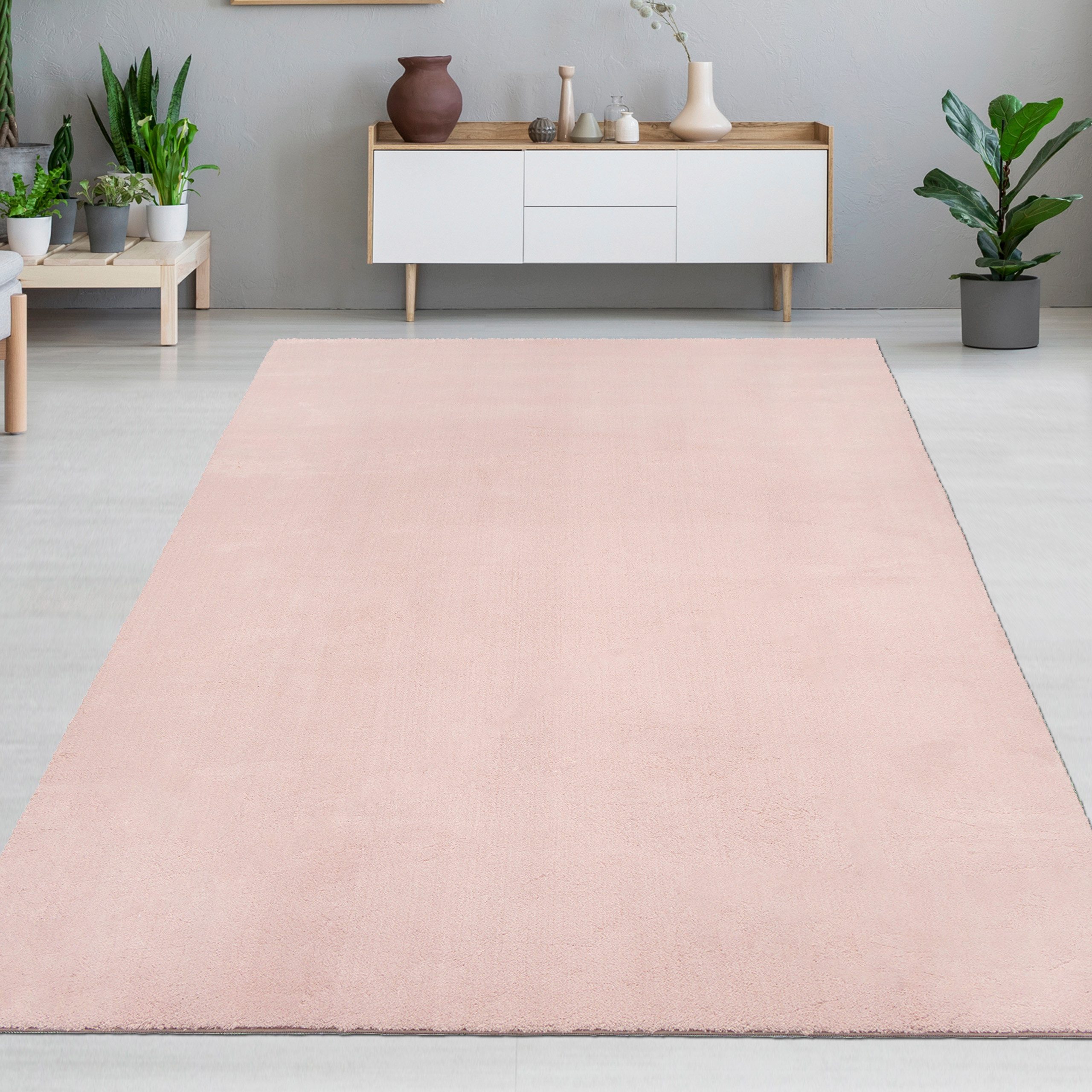 TeppichHome24 Teppich Hochflor-Teppich in Blush farbe, günstig online kaufen