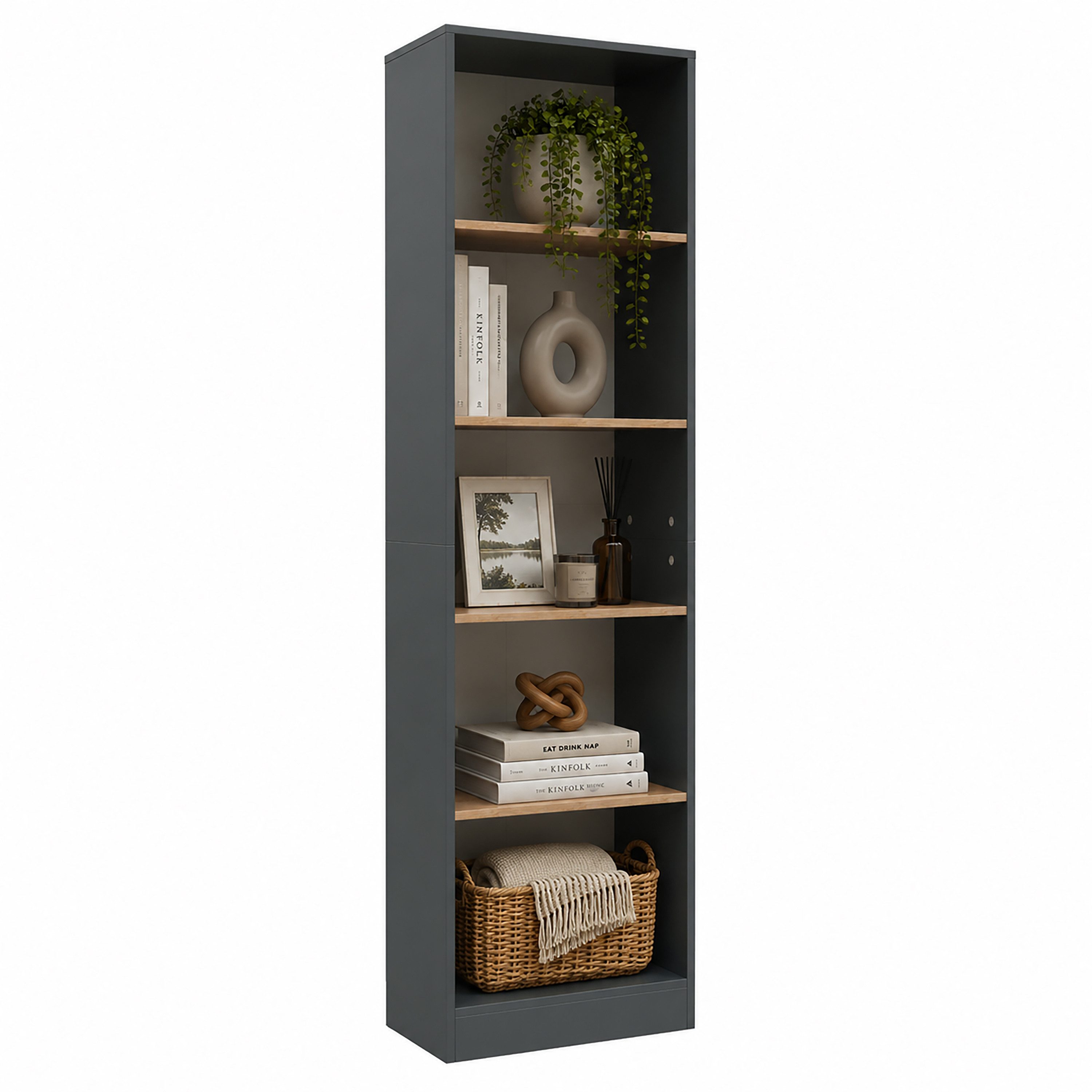 VCM Standregal Dilos Bücherregal B. 52 x T. 30 x H. 183 cm, für Aktenordner, Büroregal mit 5 Fächern