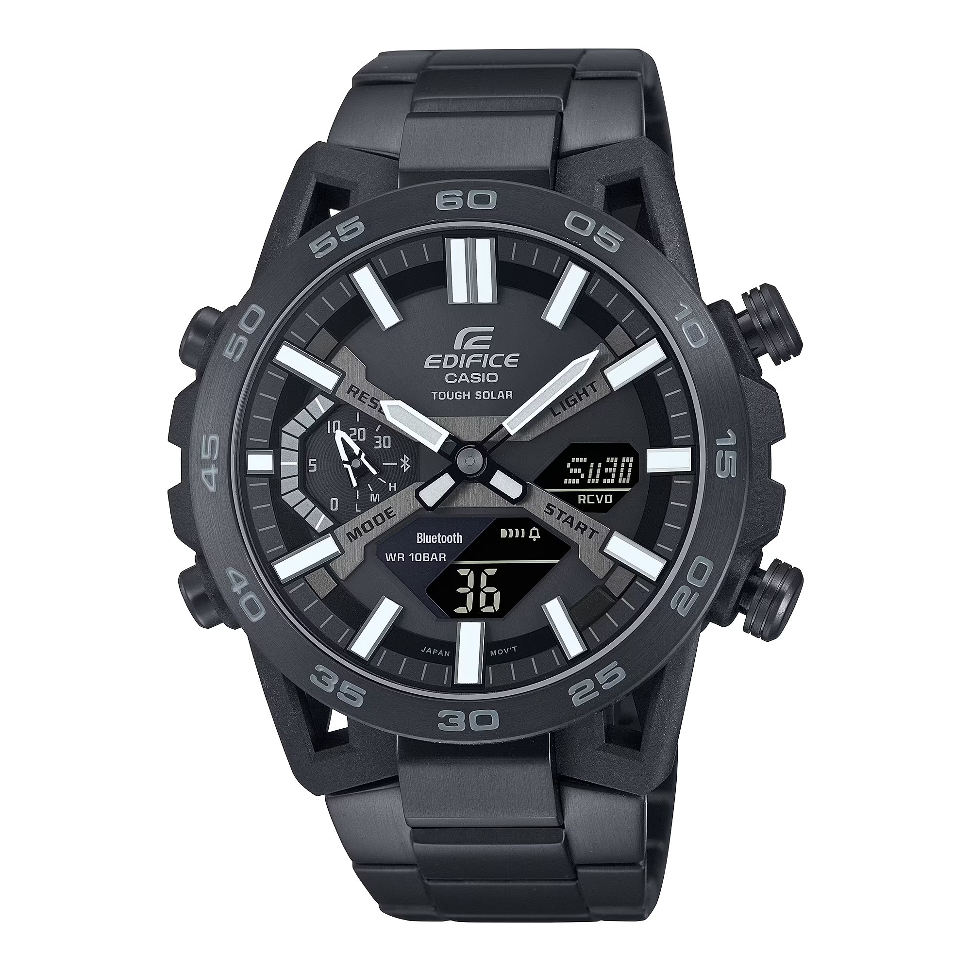 CASIO EDIFICE Smartwatch Solaruhr Armbanduhr Herrenuhr Bluetooth Stoppfunktion Phone Finder Gehause aus schwarzem Karbon Gehause ca. 48 mm