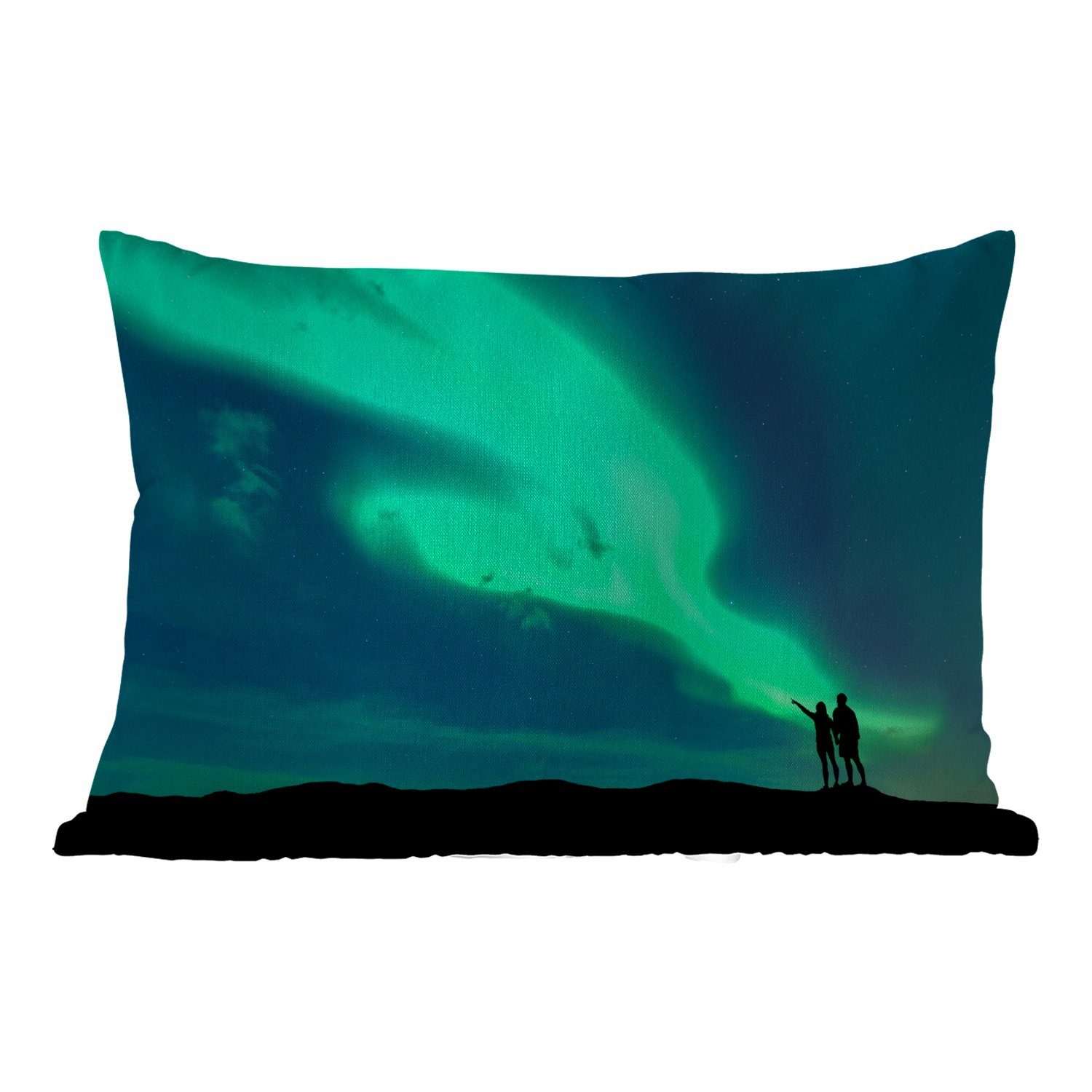 MuchoWow Dekokissen Nordlichter - Schatten - Norwegen, Outdoor-Dekorationskissen, Polyester, Dekokissenbezug, Kissenhülle