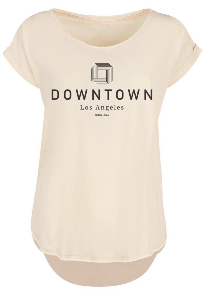 Baumwollstoff weicher Downtown Sehr LA F4NT4STIC T-Shirt Muster SIZE PLUS Tragekomfort Print, hohem mit