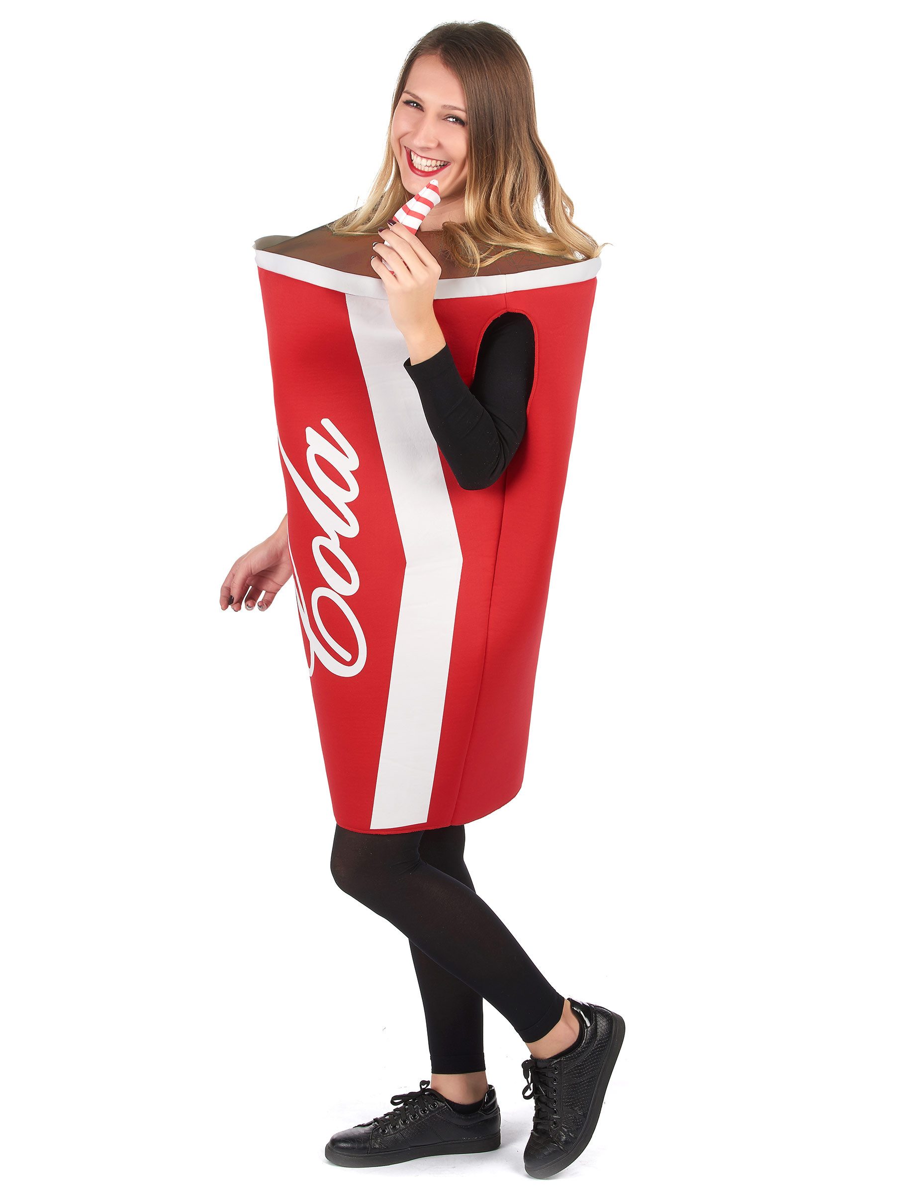 JADEO Kostüm Lustiges Cola-Becher Kostüm für Erwachsene rot-weiss