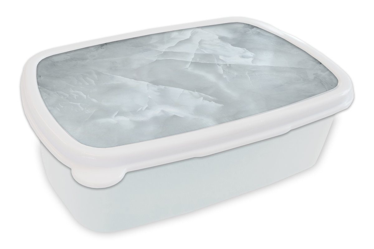 MuchoWow Lunchbox Marmor - Luxus - Weiß, Kunststoff, (2-tlg), Brotbox für Kinder und Erwachsene, Brotdose, für Jungs und Mädchen