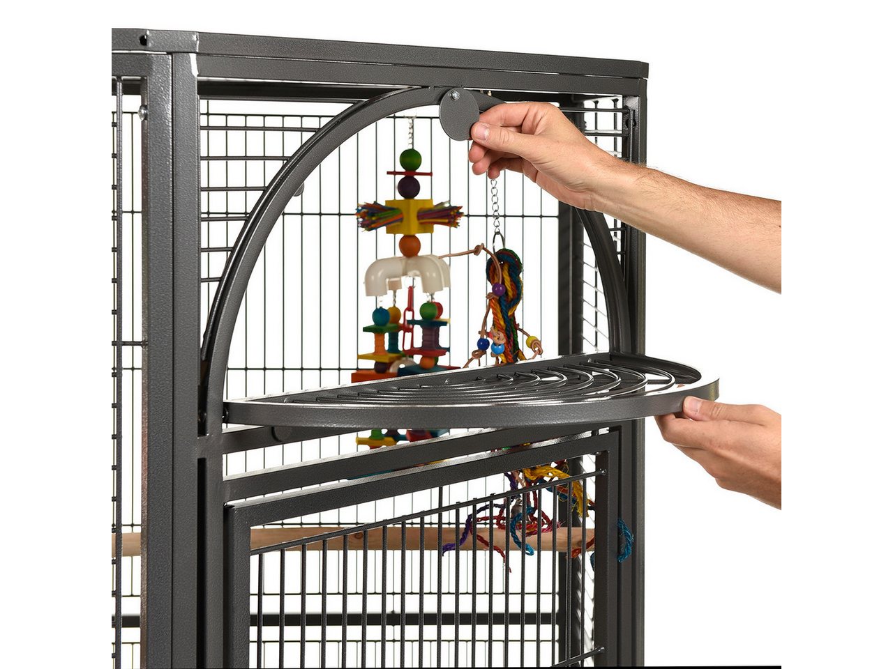 Thumbnail - Montana Cages Vogelkäfig Eckkäfig DENVER - Eckvoliere XXL, Papageienkäfig, Papageienvoliere, Anthrazit