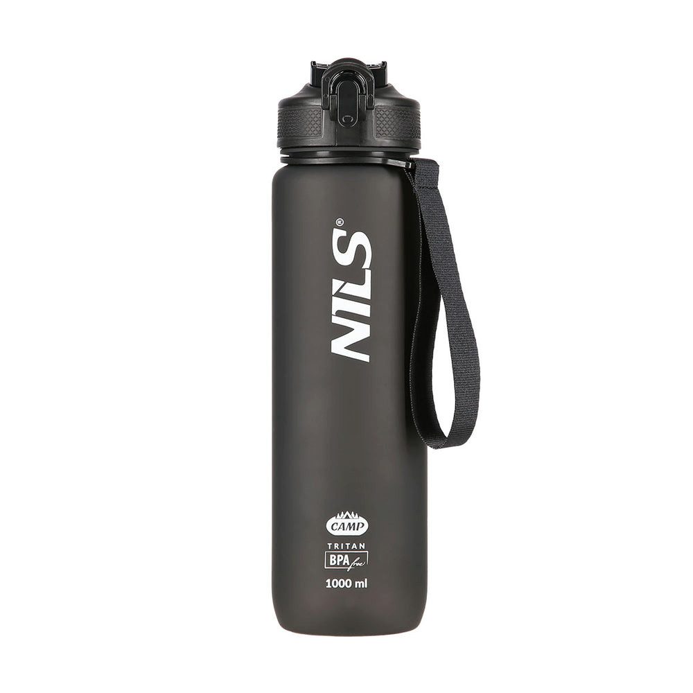 NILS CAMP Trinkflasche Tritanflasche Sportflasche, BPA-frei, Strohhalm, Handschlaufe, Skala, spülmaschinenfest