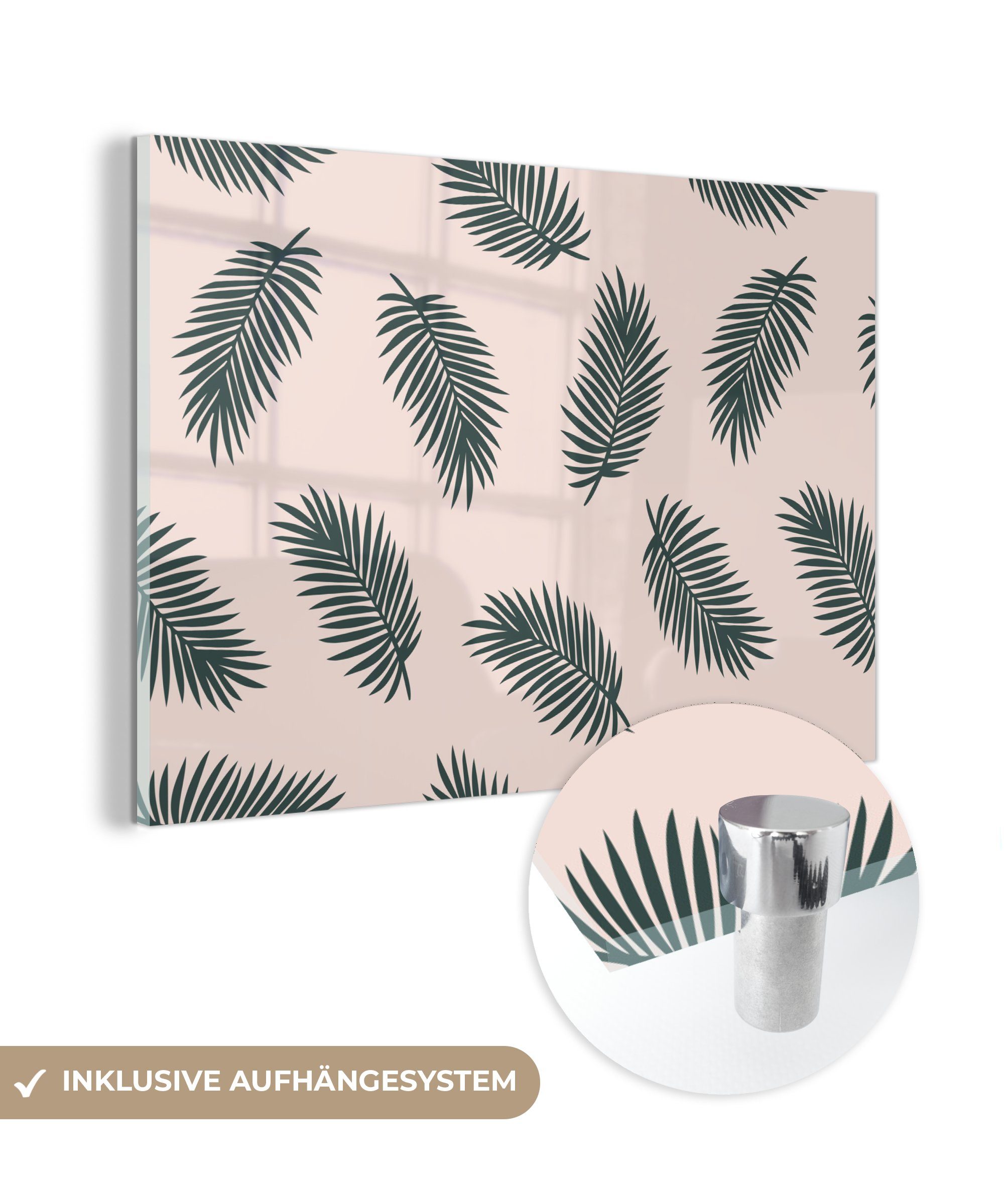 MuchoWow Acrylglasbild Sommer - Blätter Rosa, Acrylglasbilder St), - (1 Wohnzimmer & Schlafzimmer