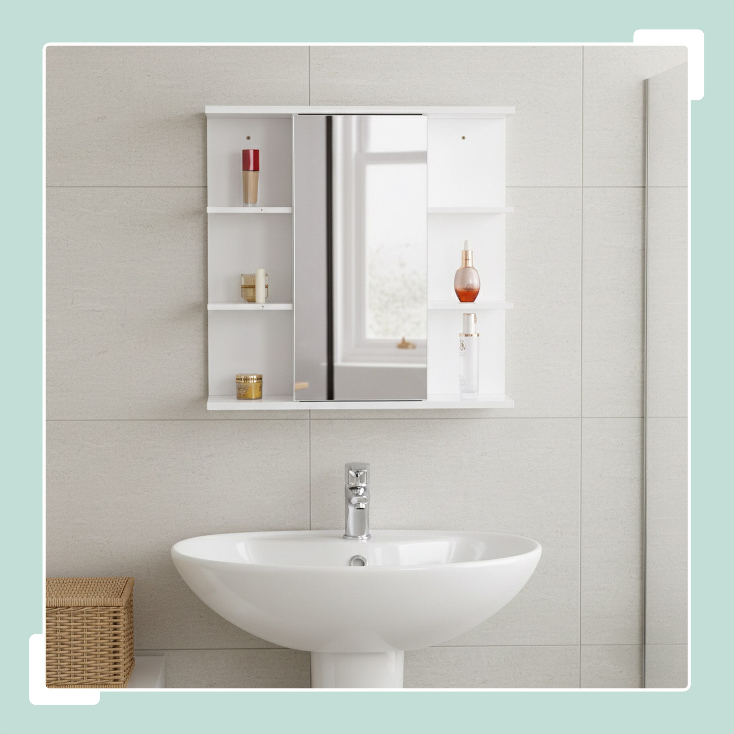 relaxdays Spiegelschrank mit 8 Ablage weiß günstig online kaufen