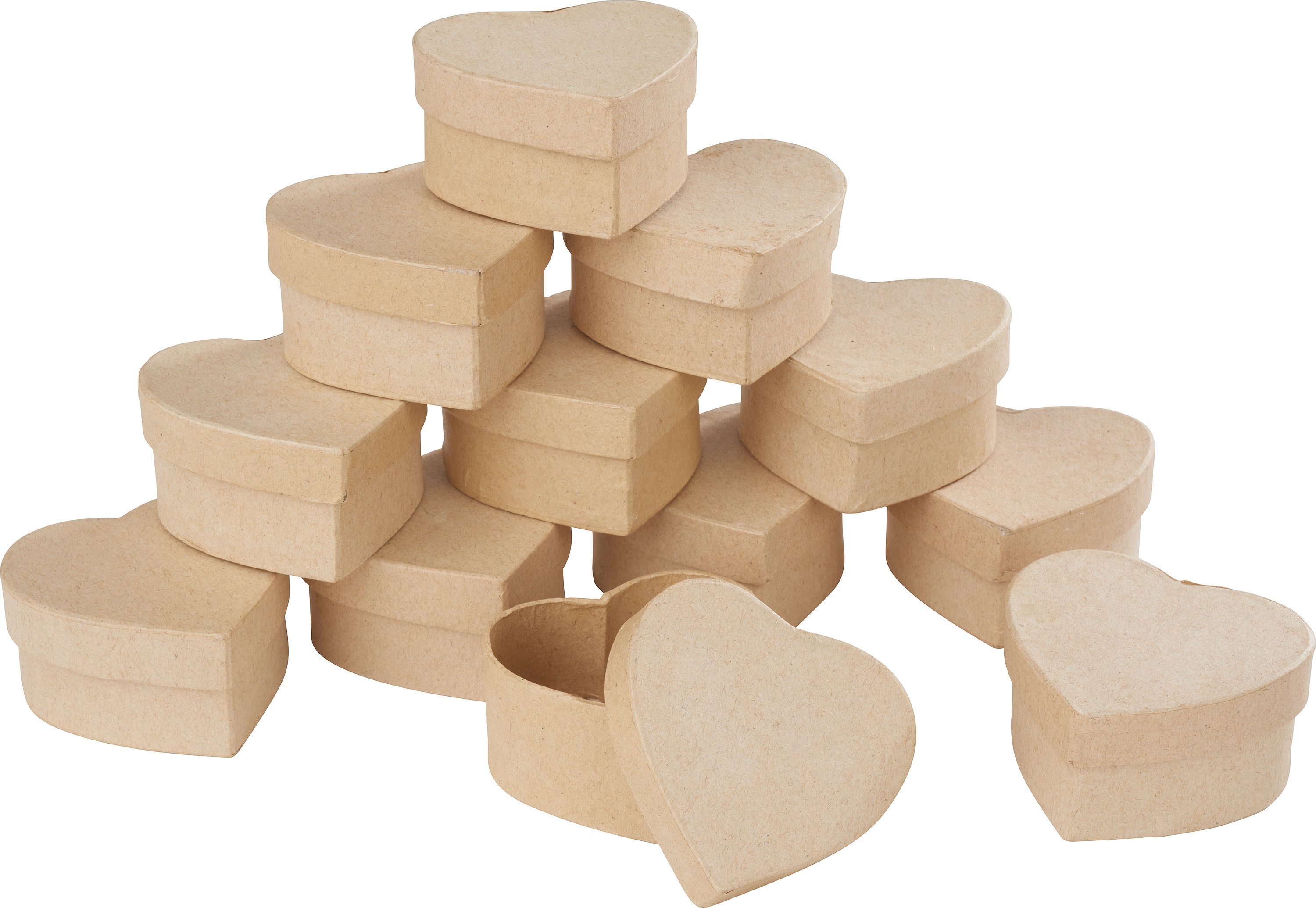 VBS XXL Aufbewahrungsdose Herzschachteln, 12 Stück 6cm x 6 cm x 3 cm