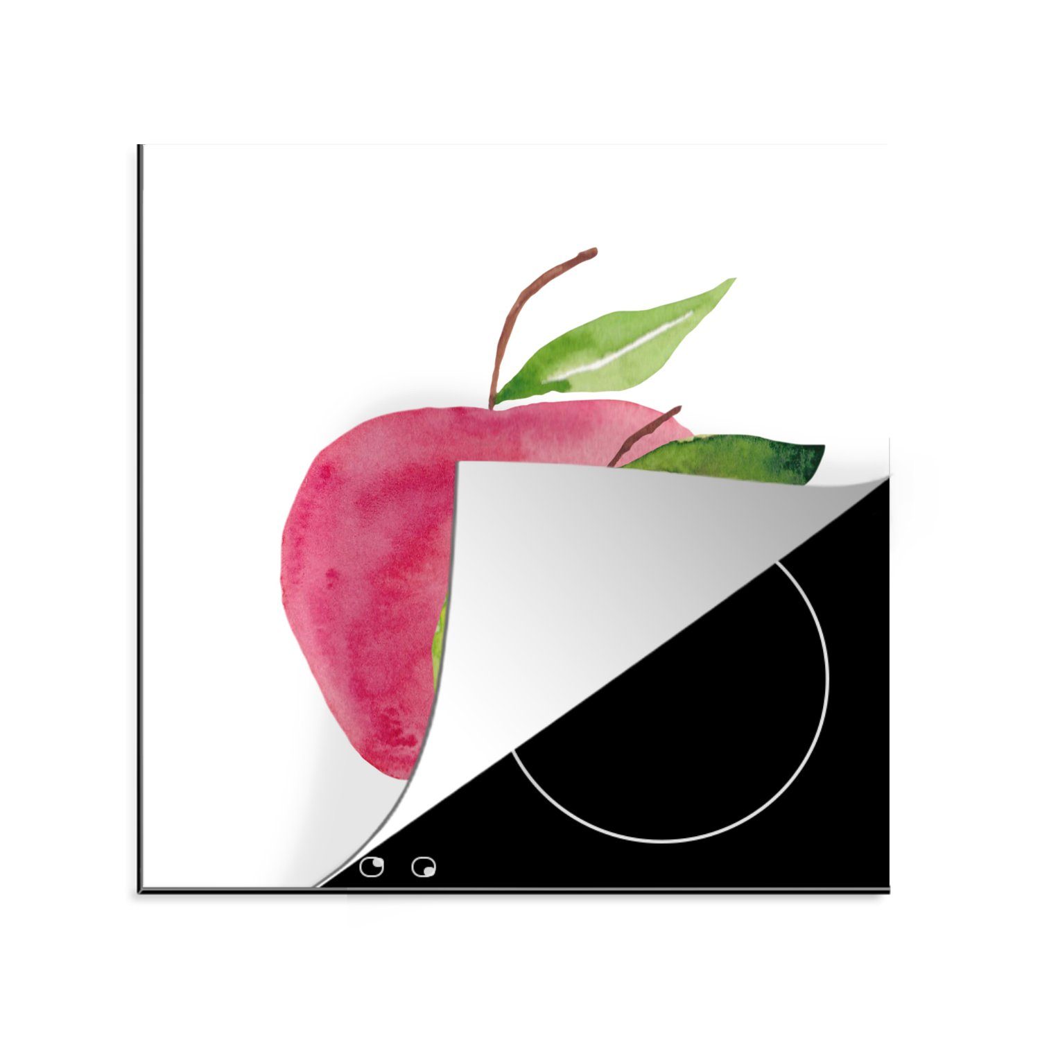 MuchoWow Herdblende-/Abdeckplatte Äpfel - Aquarell Ceranfeldabdeckung, cm, Arbeitsplatte Weiß, 78x78 für tlg), - Vinyl, küche (1