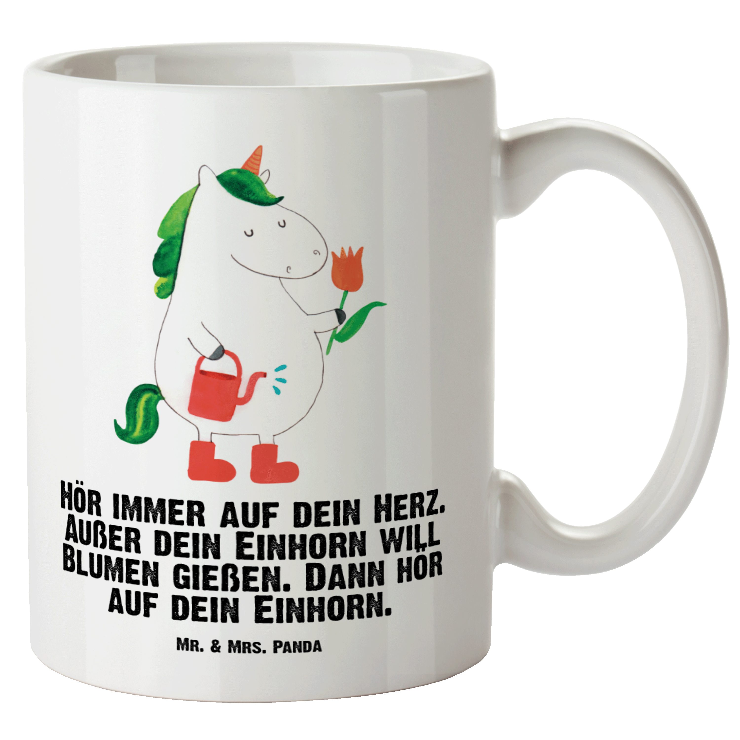 Mr. & Mrs. Panda Tasse Einhorn Gärtner - Weiß - Geschenk, XL Becher, Groß, Jumbo Tasse, Einh, XL Tasse Keramik