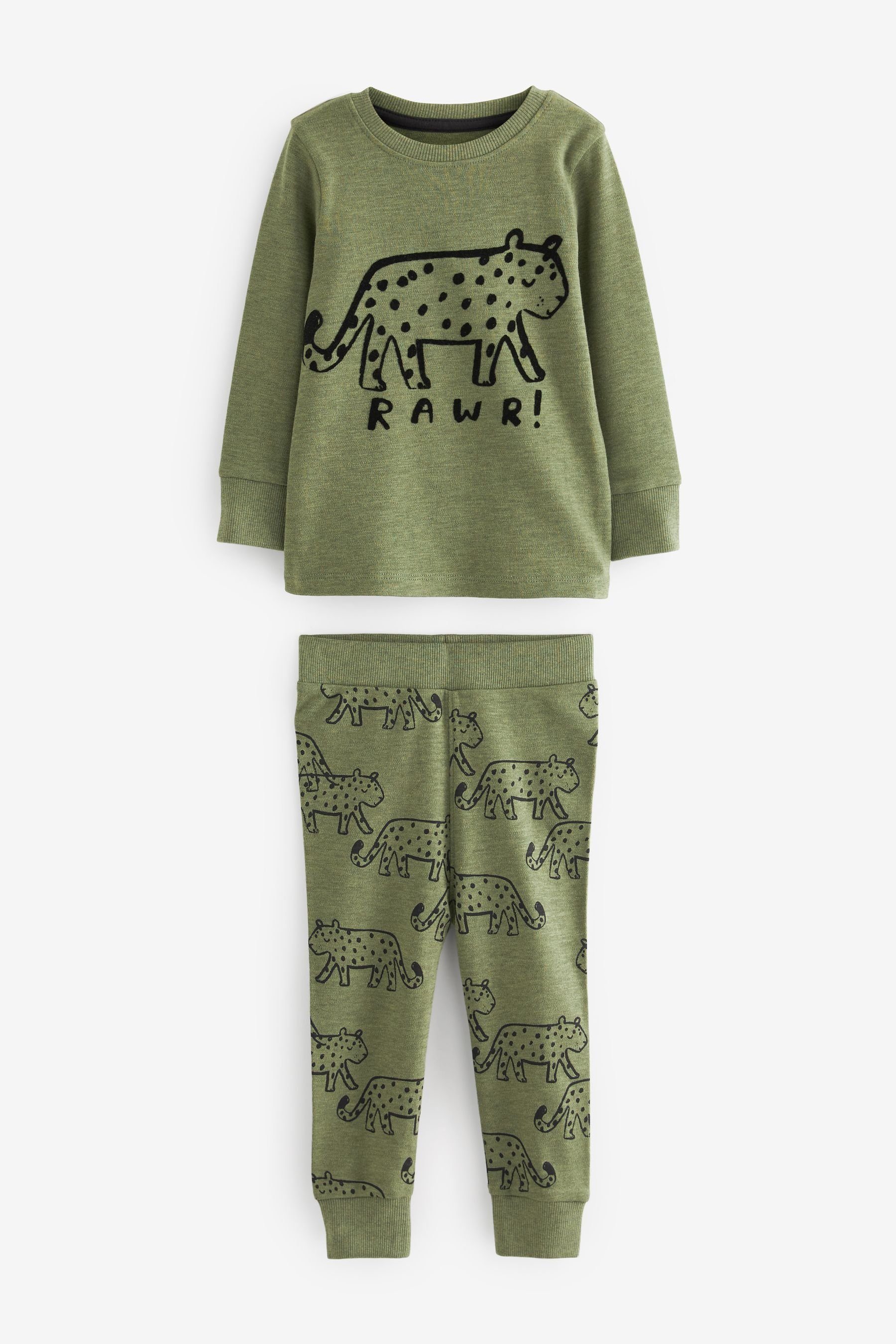 Next Pyjama Animal 3er-Pack (6 tlg) Schlafanzüge Khaki/Grey Snuggle