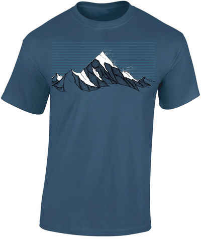Baddery Print-Shirt Wander T-Shirt : Bergwind - Kletter T-Shirt für Wanderfreunde, hochwertiger Siebdruck, auch Übergrößen, aus Baumwolle