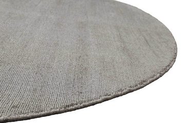 Teppich Emma, Wecon home Basics, rund, Höhe: 8 mm, handgewebt, Farbschimmer dank Polysilk, einfarbig, weiche Haptik