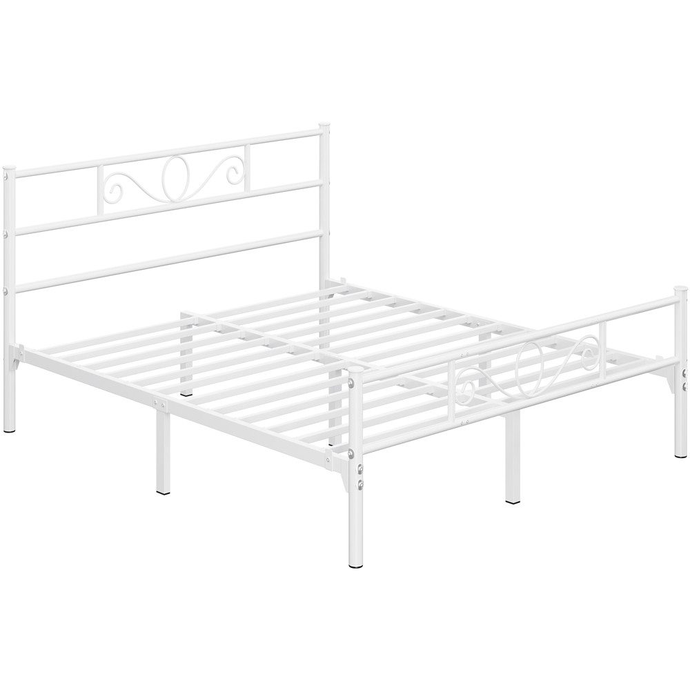 Yaheetech Bettgestell Metallbett mit Kopfteil, Einzelbett/Doppelbett Metallbettrahmen, 90/160 cm (B)
