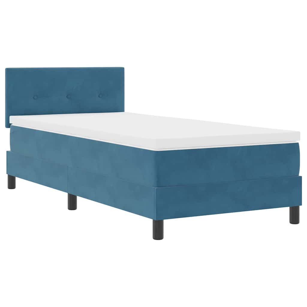 vidaXL Boxspringbett, Boxspringbett mit Kopfteil Dunkelblau 90 x 200 cm Samt