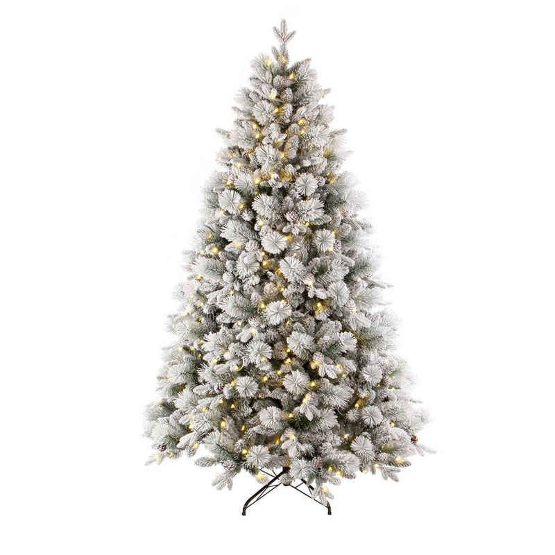 TAB Künstlicher Weihnachtsbaum Tannenbaum mit LED Beleuchtung & Schnee, Christbaum, PVC+PE, mit 1200 Spitzen und 360 LED Lichtern, Umweltfreundlich, mit Schnee