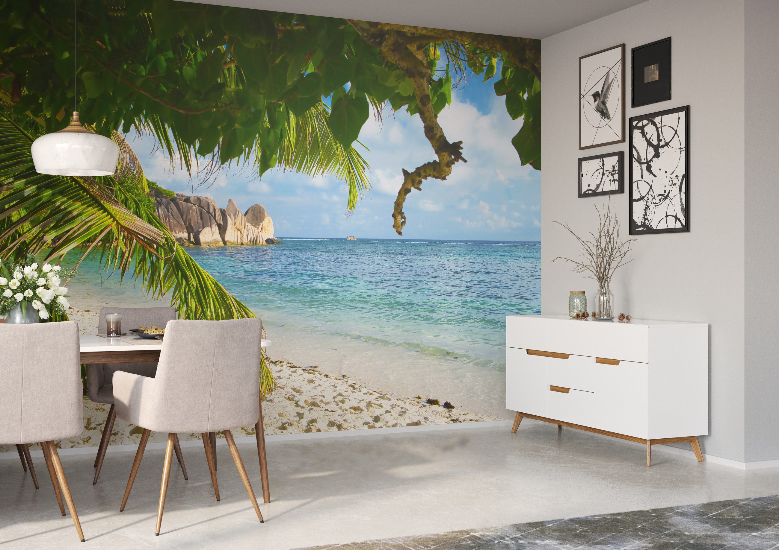 Rasch Fototapete Strand Insel Paradies - 2,65m x 3,71m, glatt, Meer, Natur, tropisch, Strand, Landschaft, (1 Rolle, 1 St), Landschaft