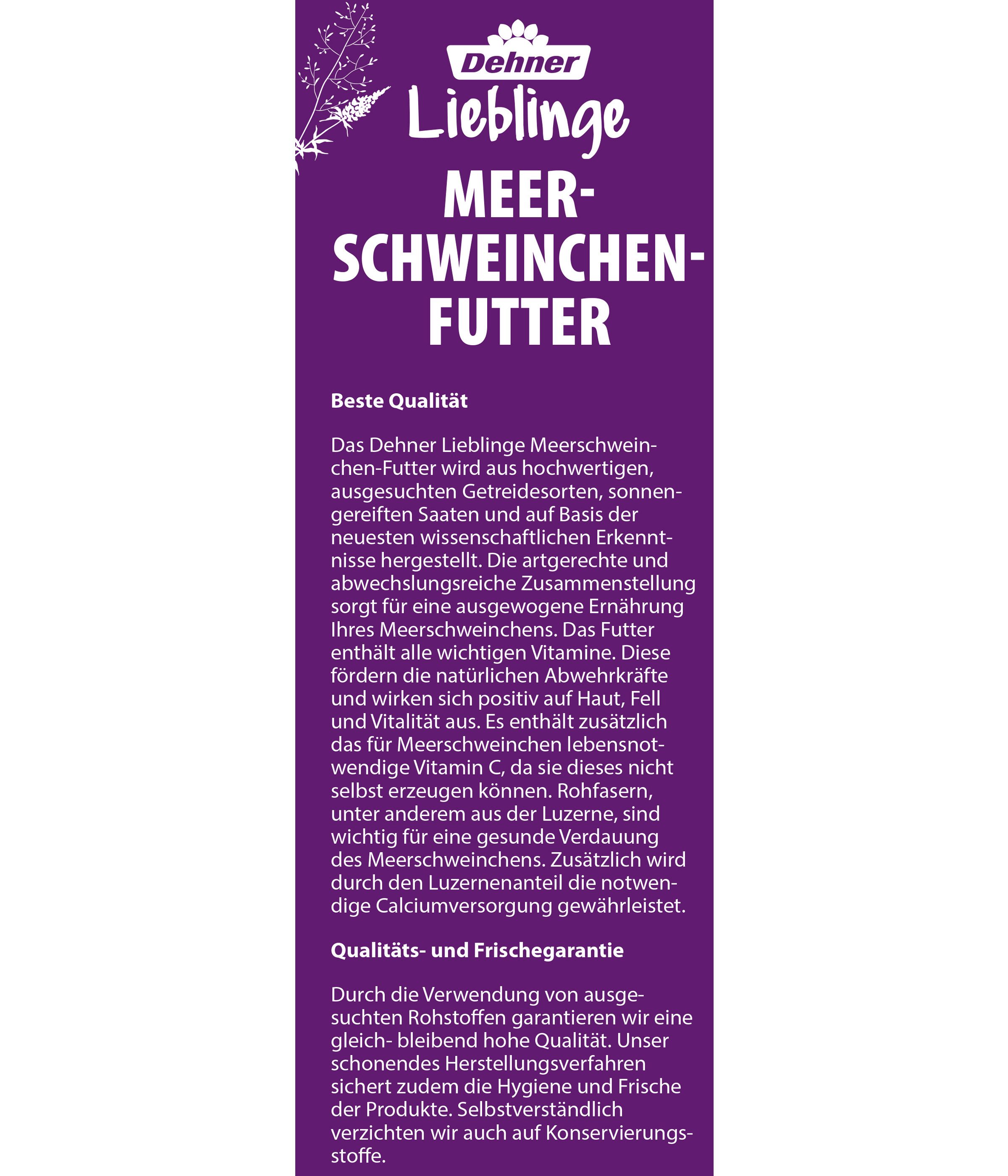 Dehner Lieblinge Meerschweinchen Futter, 5 kg / 10 kg, Hauptfutter für: Meerschweinchen, hoher Rohfaseranteil, hochwertiges Kleintierfutter
