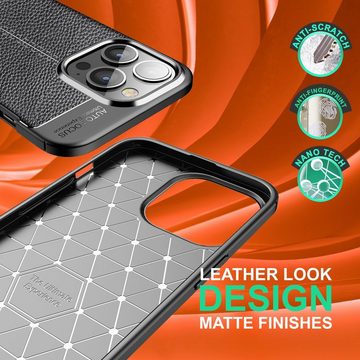 Nalia Smartphone-Hülle Apple iPhone 14 Pro, Leder-Look Silikon Hülle / Anti-Fingerabdruck / Kratzfest / Rutschfest
