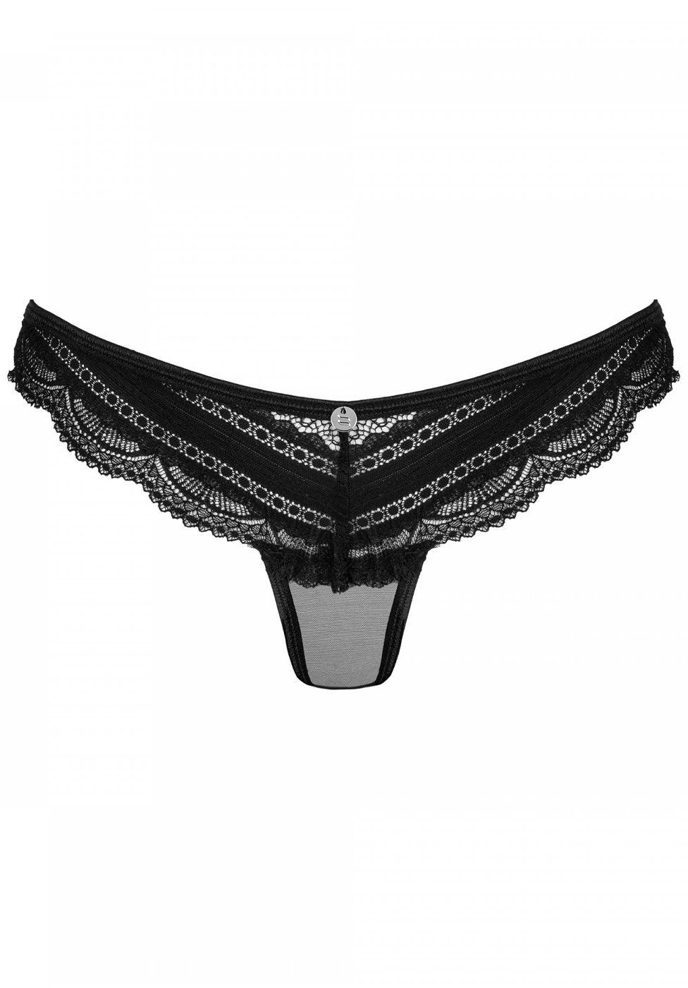 Obsessive Slip Ivannes Slip transparent mit Schleife überm Po - schwarz (1-St) transparent