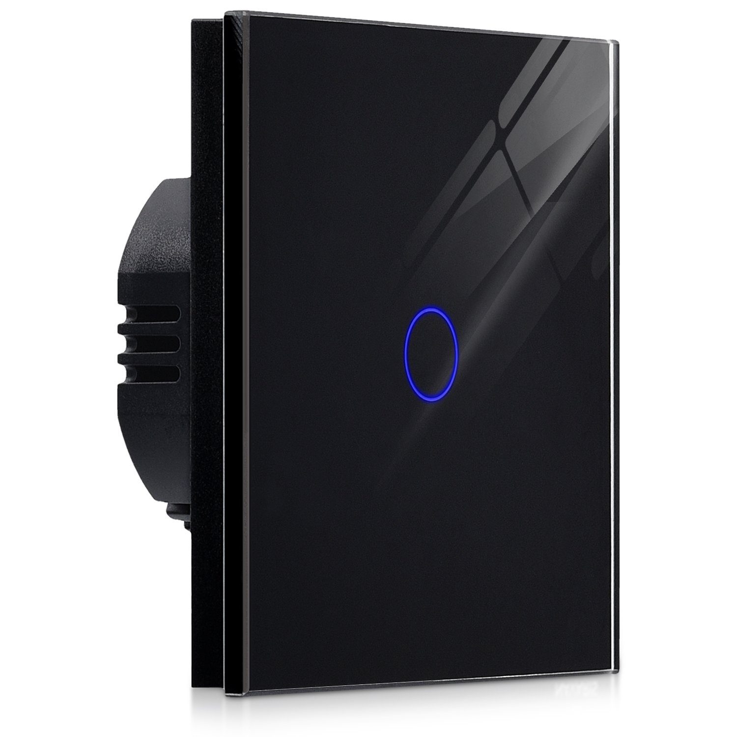 Navaris Lichtschalter Touch Wandschalter mit Montagematerial, Glas Panel, Status-LED (1-St)