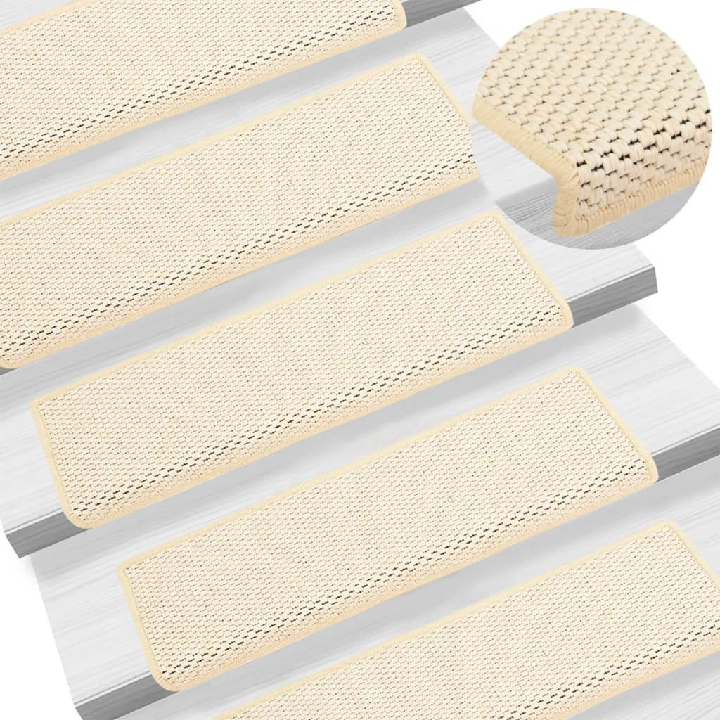 Stufenmatte Treppenmatten Selbstklebend Sisal-Optik 15 Stk. 65x21x4cm Creme, vidaXL, Rechteckig