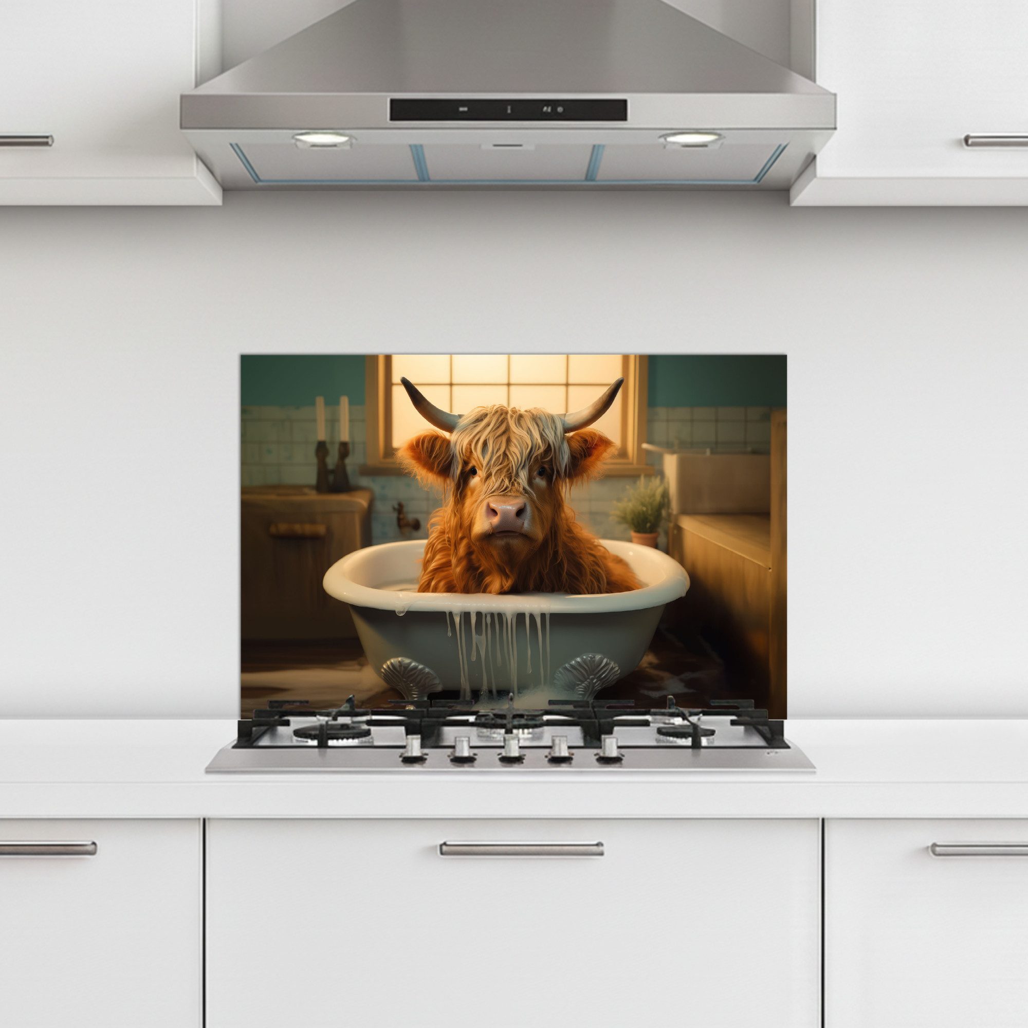 MuchoWow Küchenrückwand selbstklebend Scotch highlander - Bad - Badezimmer, günstig online kaufen
