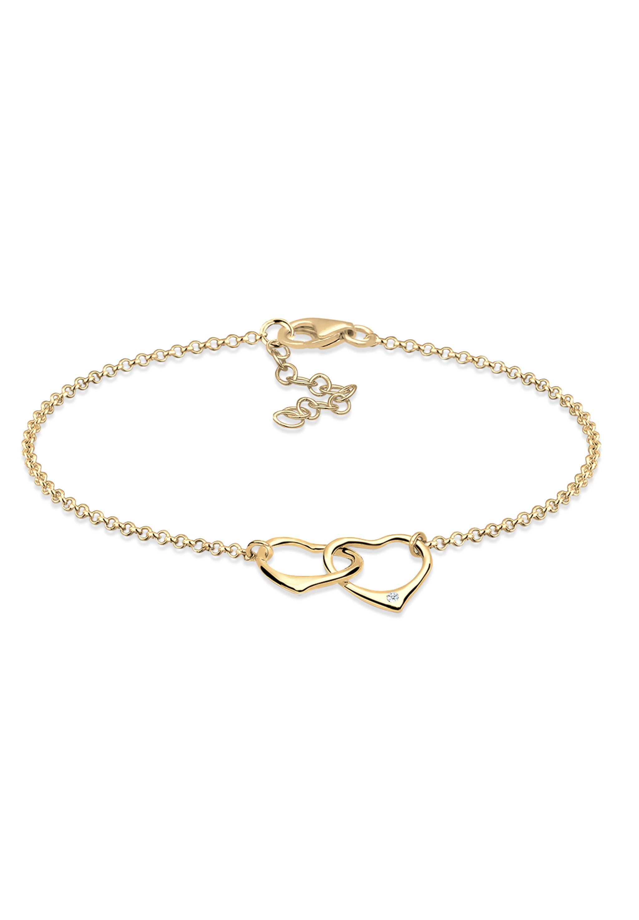 Elli DIAMONDS Armband Herz Diamant Weiß Brillantschliff (0.015 ct) 925 Sterling Silber (kein Set, 1-tlg), Herz