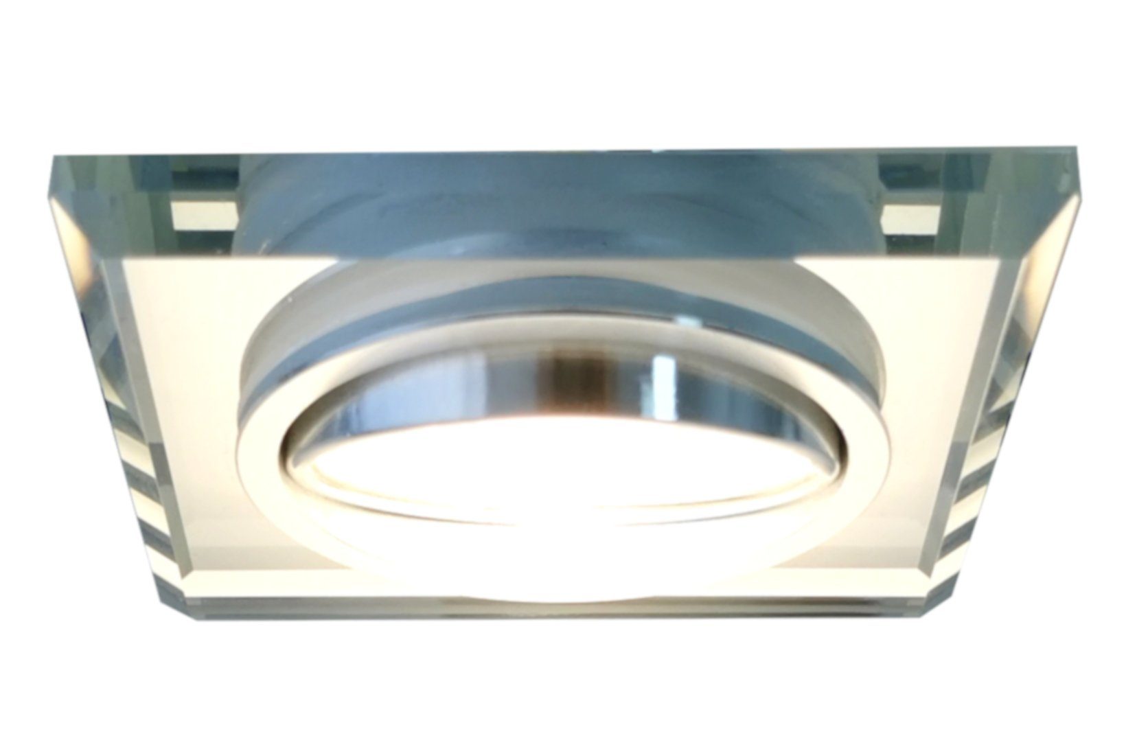 TRANGO LED Einbauleuchte, 6er Set 6729S-06MCOB *CRYSTAL* LED Deckenstrahler aus handgeschliffenem Glas & Alu inkl. 6x Ultra Flach 5 Watt LED Modul 3000K warmweiß Einbauspots, Deckenleuchte, Deckenspots, Badleuchte, Deckenlampe