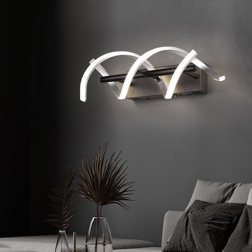 etc-shop LED Wandleuchte, LED-Leuchtmittel fest verbaut, Modern Wand Warmweiß, Wandleuchte dimmbar Designlampe Neutralweiß, schwarz