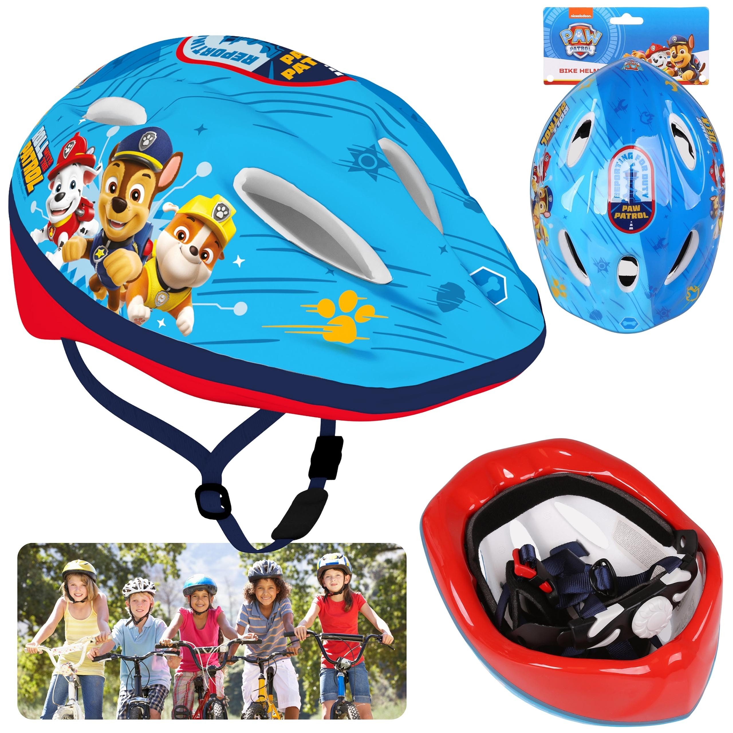 Sarcia.eu Kinderfahrradhelm Paw Patrol Blauer Kinderfahrradhelm, für Jungen, verstellbar 52-56 cm
