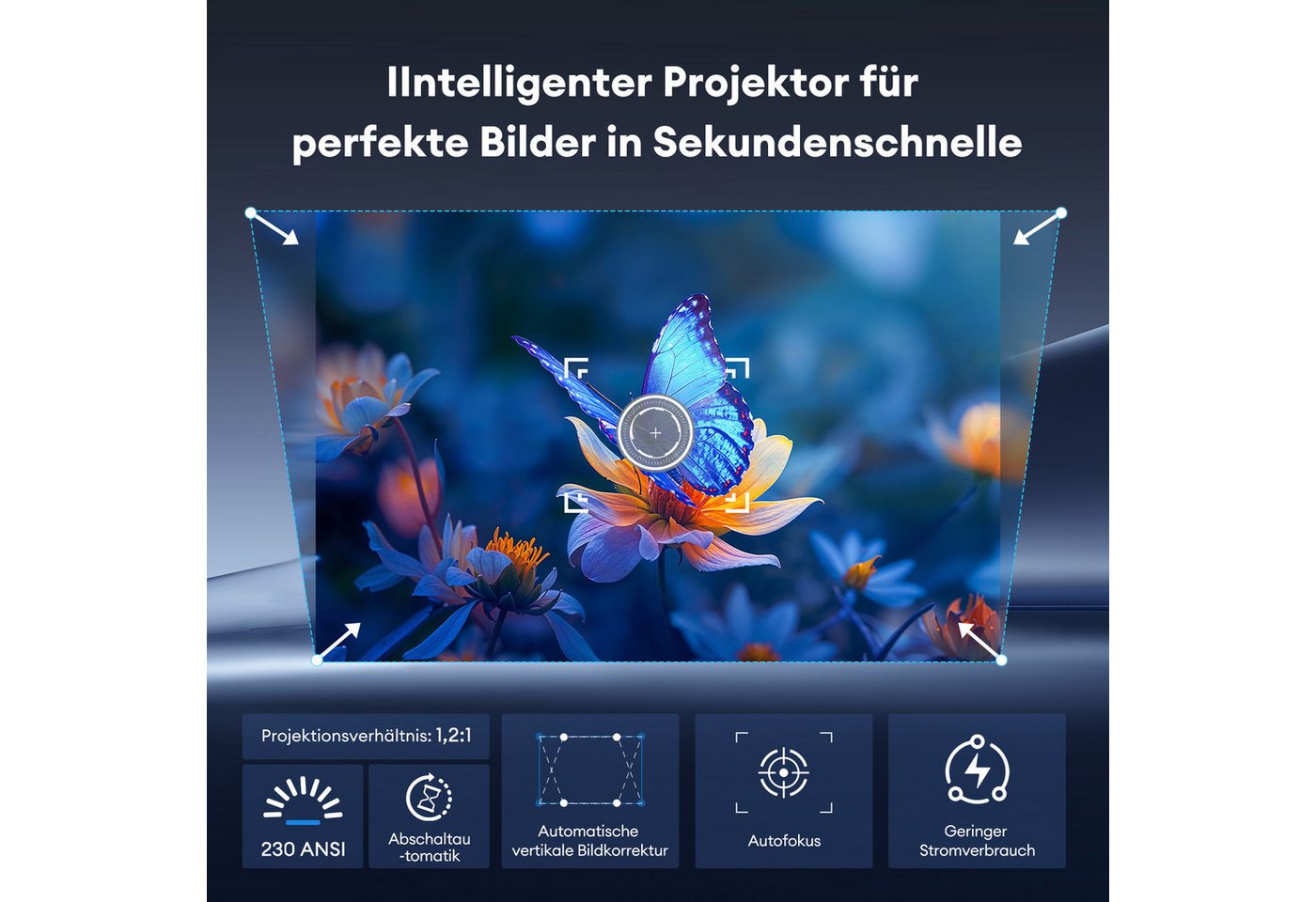 CkeyiN Pro 4K Beamer, Projector mit Netflix, Youtube, WIFI 6 Bluetooth 5.0 LCD-Beamer (12000 lm, 1.2:1, 1280*720 px,Bluetooth 5.0,Automatische Trapezkorrektur&Hindernisvermeidung) schwarz