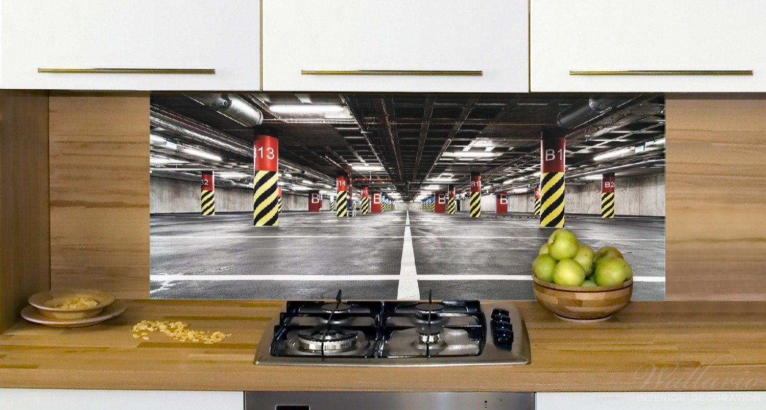 Wallario Küchenrückwand von leeres im Untergrund, unten Parkhaus (1-tlg) Perspektive
