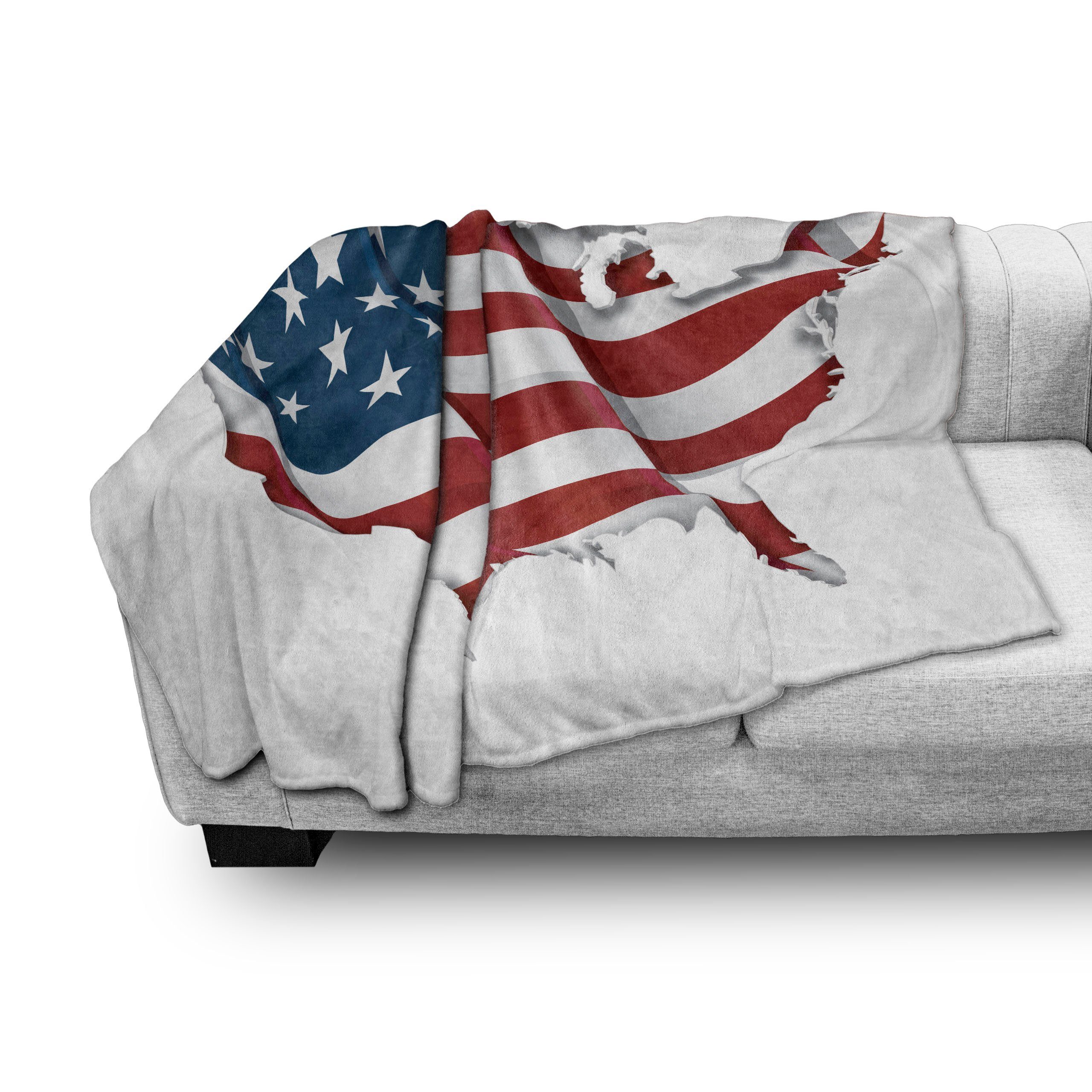 Abakuhaus, und Plüsch Gemütlicher Außenbereich, Innen- den schwenkt Patriotische für amerikanisch Wohndecke USA-Flagge