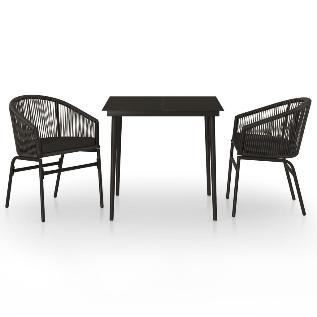 vidaXL Garten-Essgruppe 3-tlg. Garten-Essgruppe Schwarz, (2-tlg) günstig online kaufen