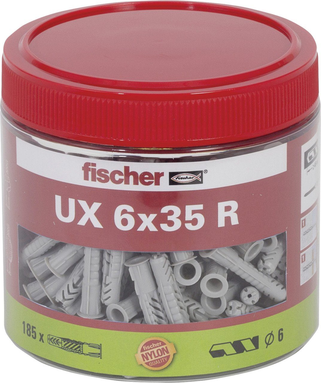 fischer Schrauben- und Dübel-Set Fischer Universaldübel UX 6.0 x 35 mm - 185 Stück