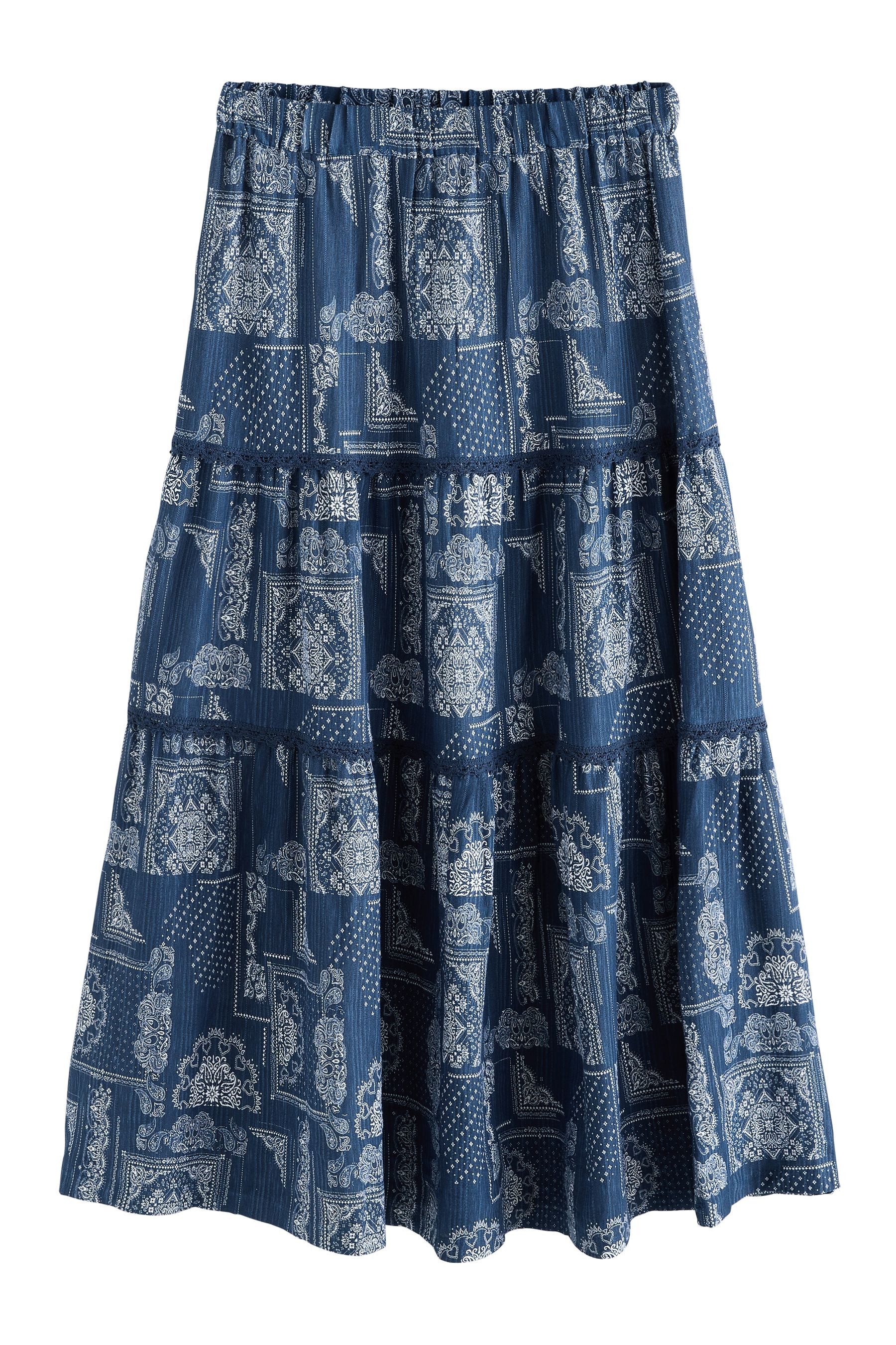 Next Maxirock Maxi-Stufenrock aus Baumwolle (1-tlg) günstig online kaufen