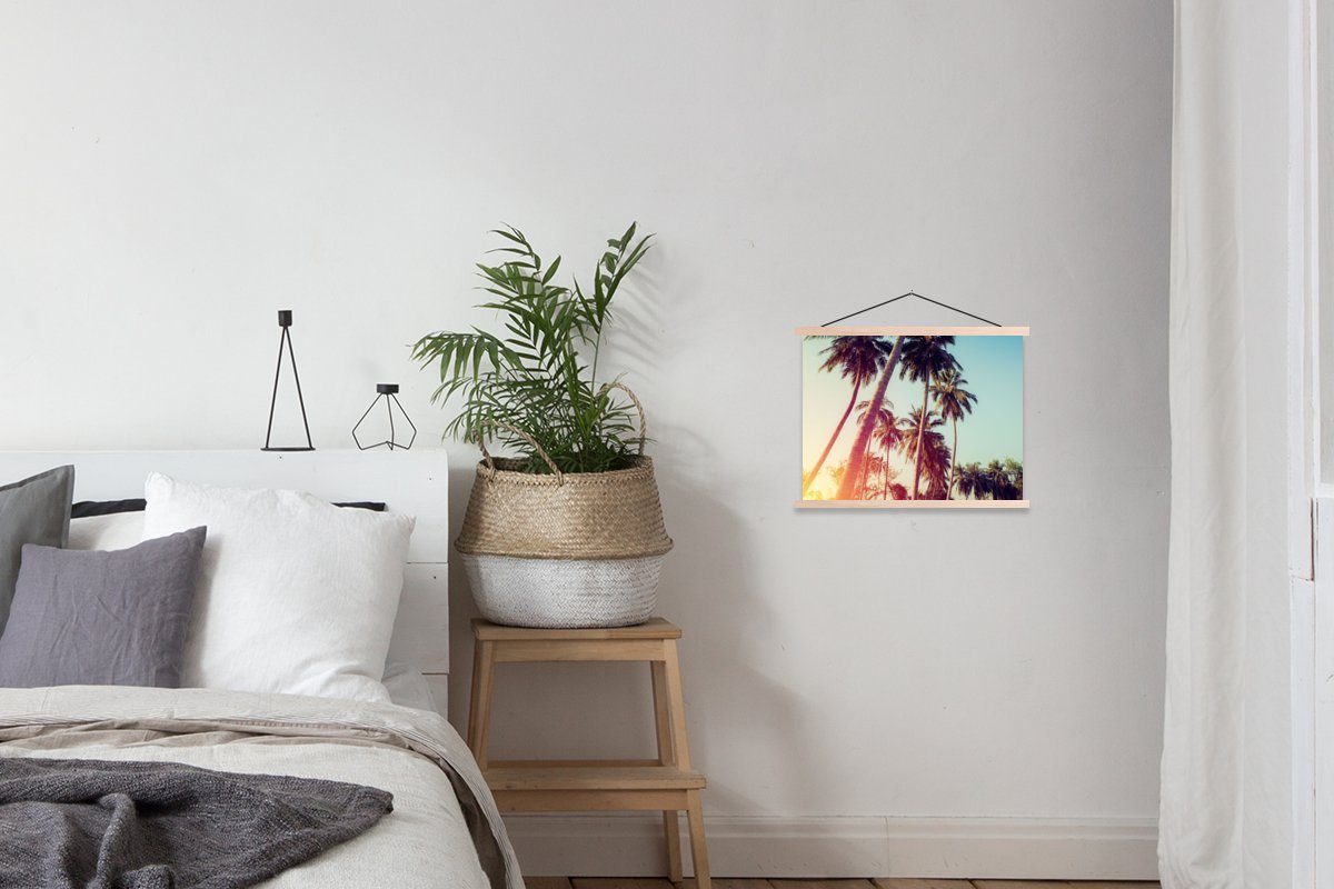 Wohnzimmer, Sommer Sonne, Posterleiste, - Palme (1 - St), Poster MuchoWow - Retro Textilposter für Magnetisch Bilderleiste,