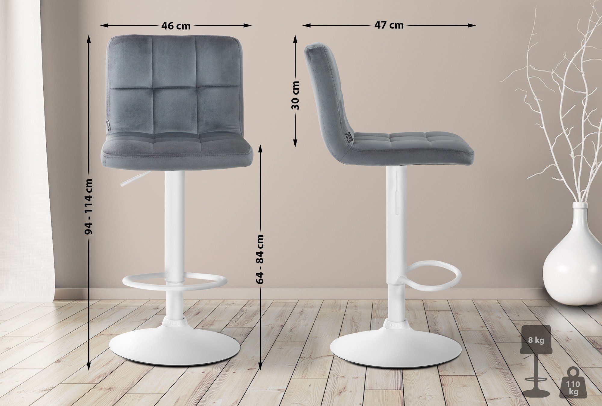 CLP Barhocker Peru Samt, höhenverstellbar und günstig online kaufen