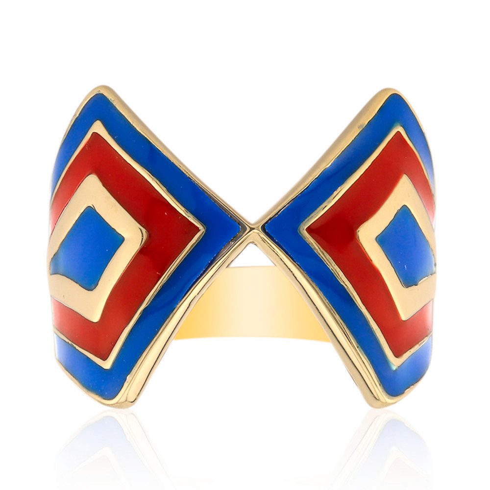 Cavill Silberring Cavill Ring 925 Silber vergoldet, bunte Emaille, Echtschmuck Damen (1-tlg)