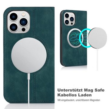 Numerva Handytasche Magsafe Handytasche für Apple iPhone 14 Pro Max, Schutzhüllle Klapphülle mit Magsafering Kartenfächer und Standfunktion
